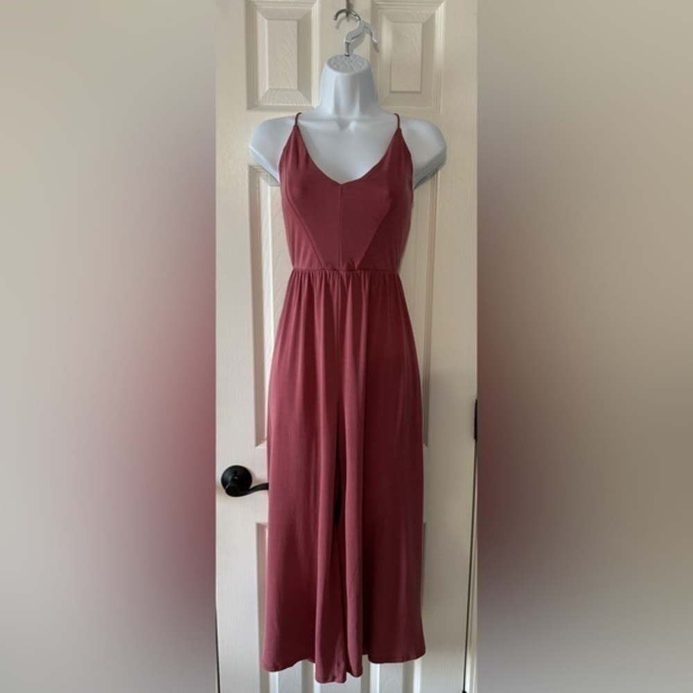 Sienna Sky Mauve Wide-Leg Jumpsuit with Built-In Shorts – Size Small